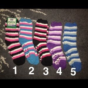Cute fuzzy striped socks bundle $2 each